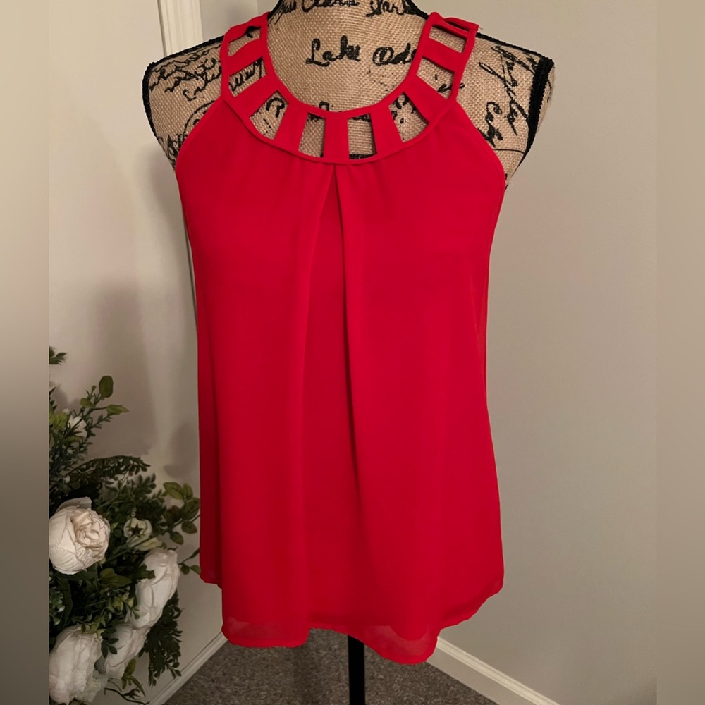 Naked Zebra Red Sleeveless Top Size Small